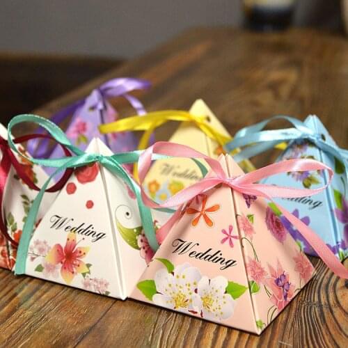 6piece Hotsales Wedding supplies ribbon colorful gift bag Candy box