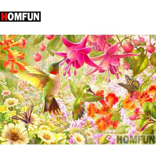 HOMFUN Full Square/Round Drill 5D DIY Diamond Painting "Birds and flowers" Embroidery Cross Stitch 5D Home Decor A07705