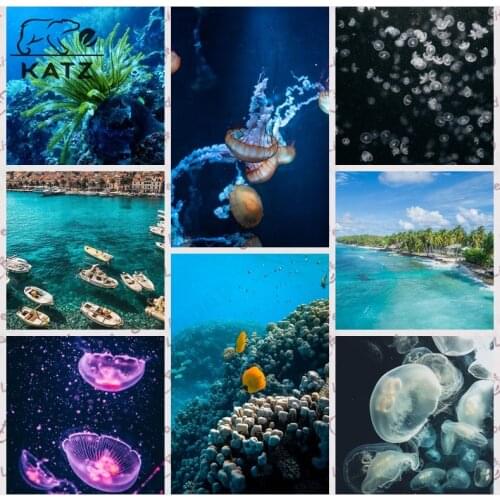 Diamond Painting Underwater World Picture Embroidery Cross Gift Jellyfish Diamond Mosaic Painting Animal Diy Cross Stitch Decor