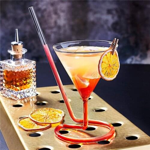 220ml Cocktail Glass Creative Screw Spiral Straw Molecule Wine Glass Champagne Goblet Party Bar Drinking Glasses Kitchen Tools