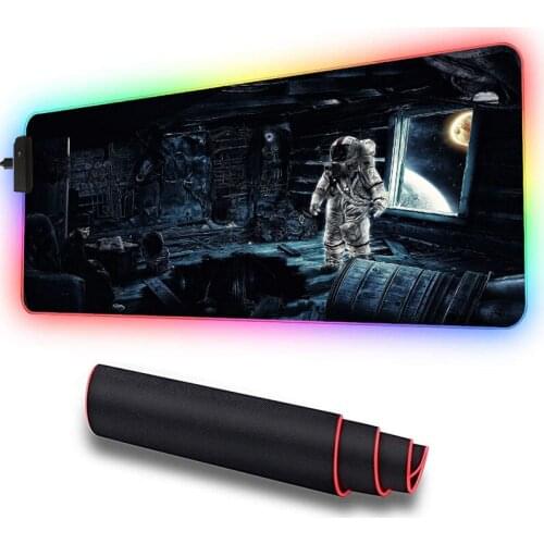 Astronaut Space RGB LED Large Mouse Pad USB Lighting Gaming Gamer Mousepad Keyboard Non-slip Colorful Luminous for PC Mice Mat