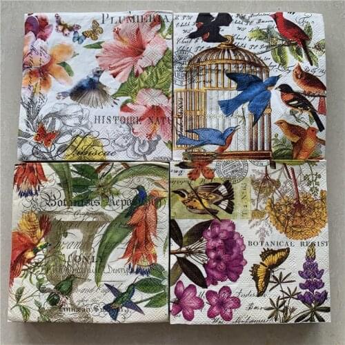 25cm Christmas vintage napkin paper elegant tissue flower bird cage decoupage wedding birthday party decor beautiful serviettes