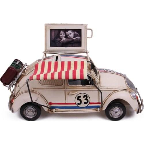 Decorative Metal Car Frame and Piggy Bank - Trinket, Miniature, Gift, Nostalgic, Vintage, handmade Hand Painted, Quality Durable