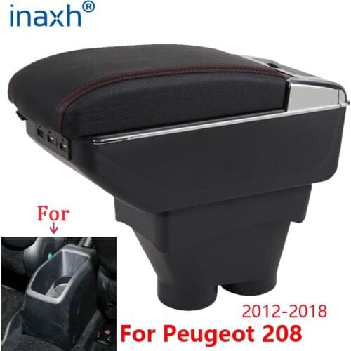 For Peugeot 208 Armrest Box 2012-2018 Storage box Car Holder Ashtray Interior accessories Retrofit parts USB 2017 2016 2015