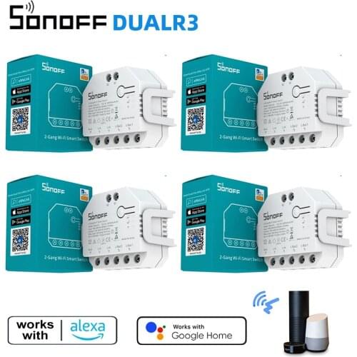 SONOFF DUALR3 Dual Relay Module Wifi DIY MINI Switch Two Way Power Metering 2 Gang/ Way Switch Timing Smart Home eWeLink APP