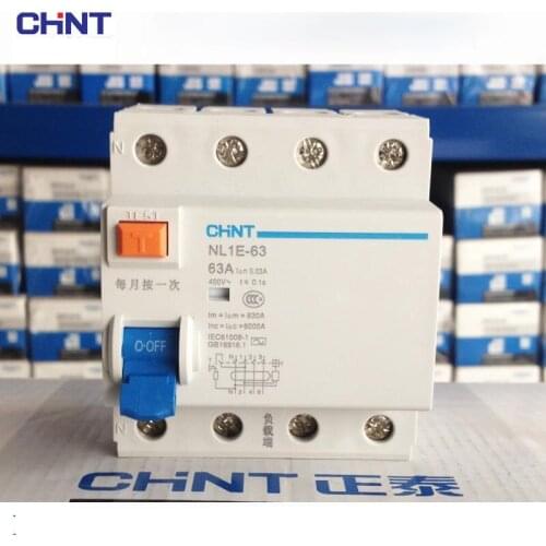 CHINT NL1E-63 3P+N 4P 63A 40A 25A 30MA RCCB 50HZ/60HZ Electronic Electric Leakage Breaker Residual current protection