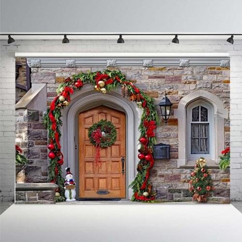 MEHOFOTO Photography Backdrops Christmas Tree Stairs Wooden Floor Fireplace Portrait Vinyl Photographic Backgrounds Photo Studio