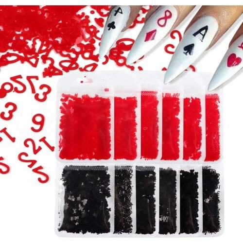Art Poker Geometric Flakes Slices Manicure Accessories Nail Art Decorations Nail Glitter Flakes Playing Card Sequins