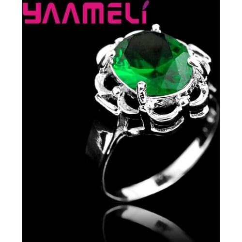 Personality Female Flower Rings With Top Quality Cubic Zircon For Women Party Wedding Ring Jewelry Crystal stone