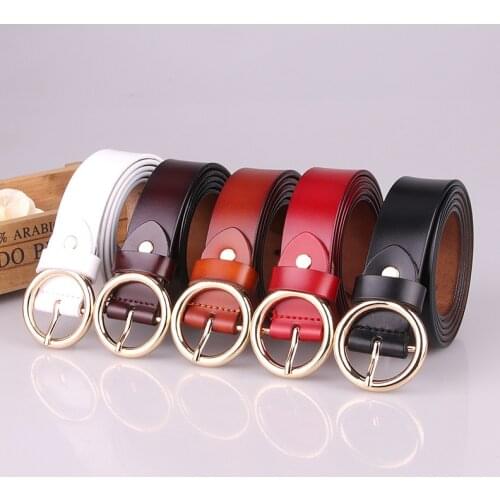 Leather Belt Black Simple Wild Korean Leisure Round Buckle Pin Buckle Ladies Belt Jeans Belt Wide Cowhide Leather Belt Width