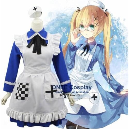 Anime Axis Powers Hetalia UK Rosa Kirkland APH Cosplay Costumes Women Fancy Outfits Lolita Maid Dress Blue for Halloween