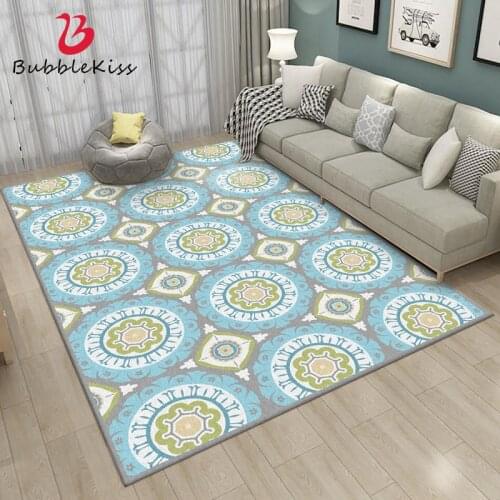 Bubble Kiss European Style Retro Green Flower Pattern Carpet Home Decor Customized Kids Room Area Rugs Soft Bedroom Floor Mat