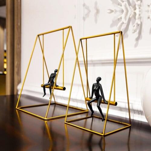 Creative Nodic Modern Hanging Chair Black Resin Man Swing Crafts Sculpture Home Decoration