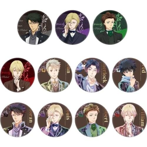 Anime Moriarty The Patriot William James Albert James Figure Badge Round Brooch Pin Gifts Kids Collection