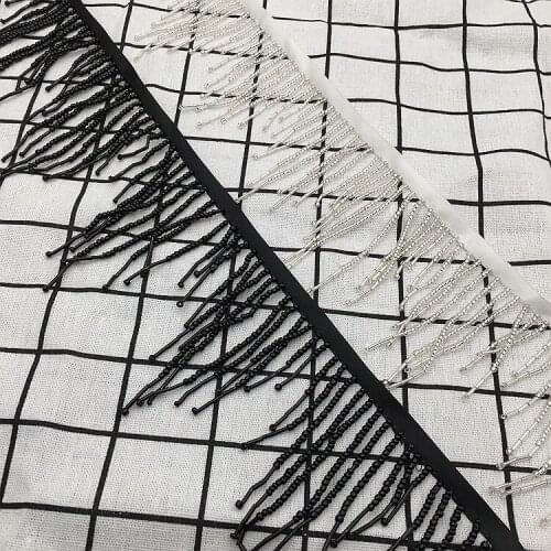 5Yards Fringe Beaded Lace Trim Garment Dance Dress Tassel Lace Decoration Shoes Ornaments White Black Hanging Bead Ribbon