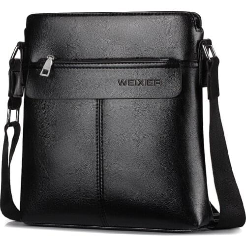 Weixier 2020 Mens Shoulder Bag Courier Sling Bag Large Soft PU Leather Shoulder Bag Men Bag Leisure Briefcase Message Bag