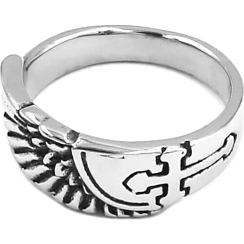 Fashion Cross Wing Ring Stainless Steel Jewelry Eagle Wings biker Mens Ring For Gift Wholesale SWR0987