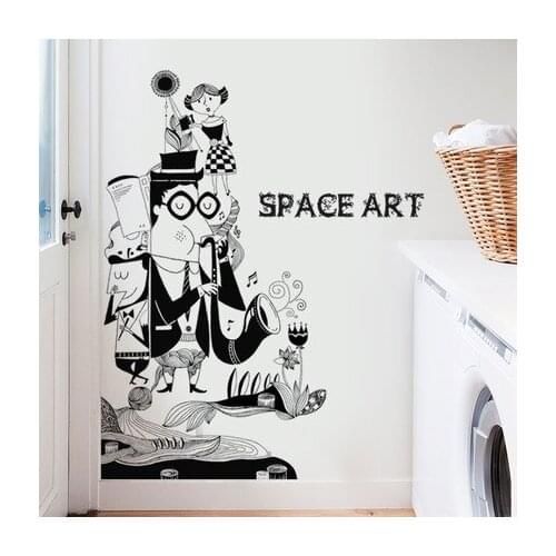 Door Stickers Black Boy Room Wall Stickers Modern Abstract Characters Sticker Gamer Painting Abstract Home Decoration Accessorie