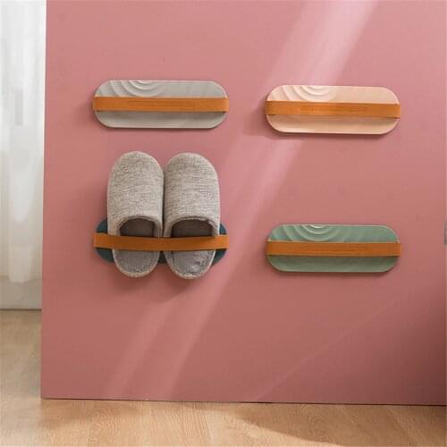 1PC Nordic Style Storage Shoes Bathroom Slippers Display Wall Hanging Punch-free Shoe Shelf Organizer Space Saving Shoe Rack