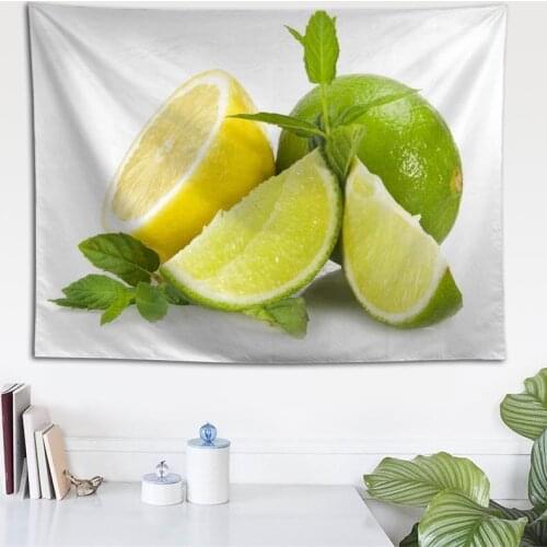 Custom Lemon Fruit Wall Cloth Hanging Tapestry Wedding Party Gift Bedspread Beach Towel Yoga Picnic Mat 140X200cm
