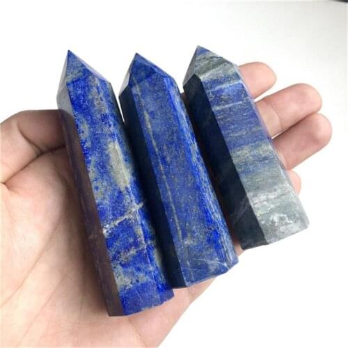 Natural blue quartz tower lapis lazuli point crystals stone for healing reiki