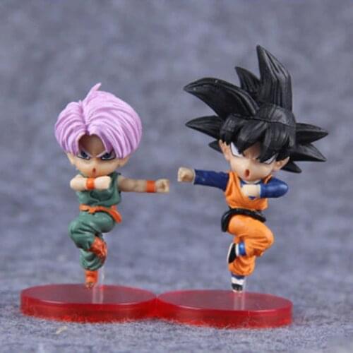 2021 New Dragon Ball Goku Gohan Trunks Action Figure Super Saiyan Anime Figurine Q Version Dolls Model Boxed Toys Gifts