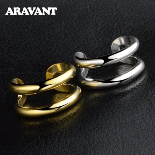 New Arrival 925 Silver Two Line Open Adjustable Ring For Women Fashion Jewelry