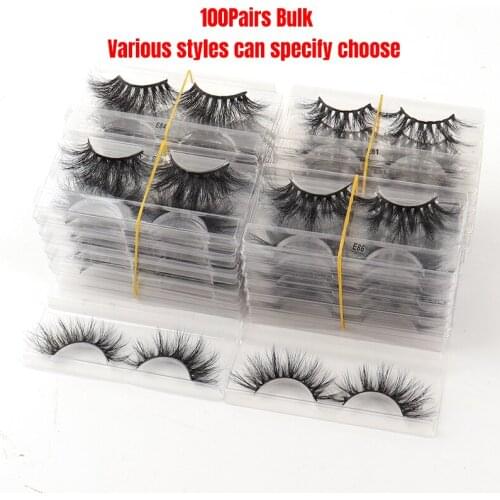Wholesale 100 Pairs 3D Mink Eyelashes With Tray No Box Natural/Thick Long False Eyelash Makeup for Beauty