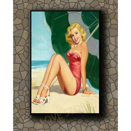 P008 Vintage Beautiful Pin-up Girl Classic Picture 109 Silk Fabric Poster Art Decor Indoor Painting Gift
