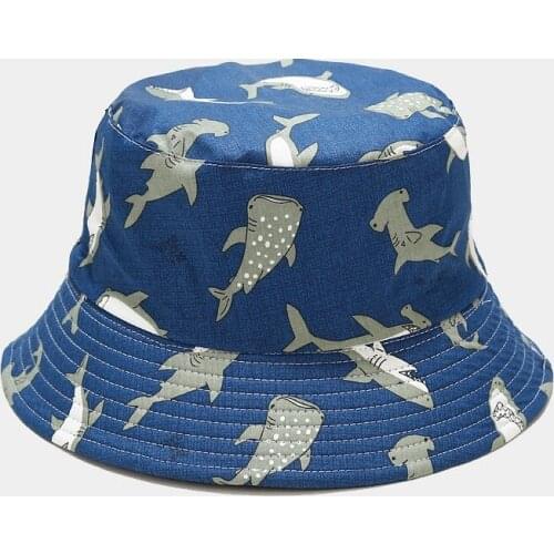 Bucket Hat Teenagers Summer Sun Beach Women Men Wide Brim Sun Protection Hiphop Sea Animal Pattern Reversible Accessory