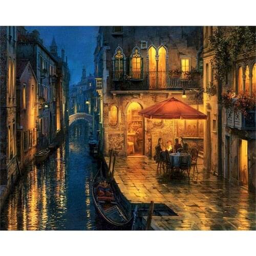 Landscape Night DIY Cross Stitch 11CT Embroidery Kits Needlework Craft Set Printed Canvas Cotton Thread Home Wholesale