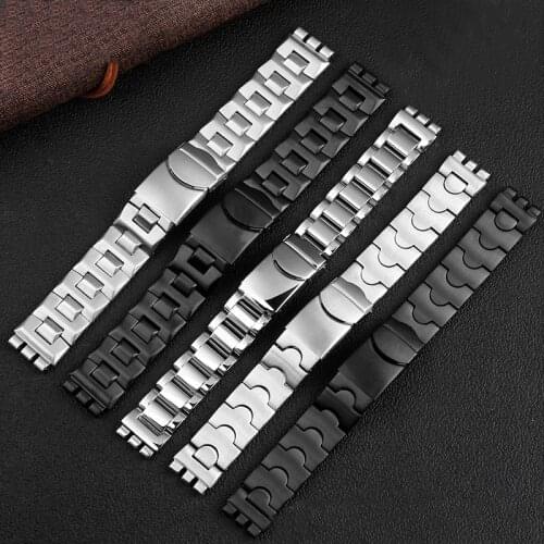 The refined steel watch band is suitable for swatch YGS749gycs511G solid core metal concave convex watch chain