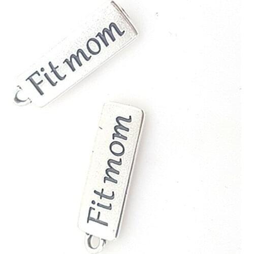 RONGQING 100pcs/pack 50pcs/pack 20pcs/pack 26*10MM Antique Silver Letter Charms FIT MOM For DIY necklace Double letter