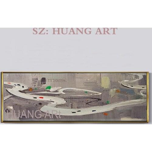 Hand-painted oil painting modern fashion impression of highway bridge car to car to hotel decorated hall large murals of the sof