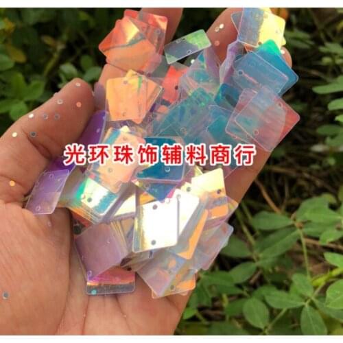 Sewing supplies 15 * 15mm square double hole gold luster white Sequin Mermaid square Sequin handmade jewelry