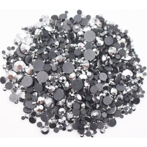 Mix Size Mine Silver Stones And Crystals Strass Flatback Rhinestones Adhesive Fabric Crafts DIY HotFix Rhinestones For Clothes