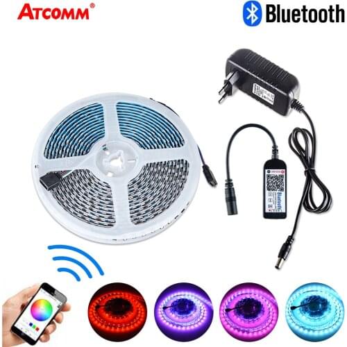 LED Strip Light Room Bluetooth Controller RGB 12V 5m 60 LED Diode Tape Lamp TV Backlight Bedside Background Lighting for Home