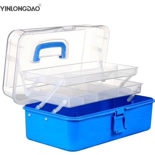 3 Layers Plastic Storage Box Portable Foldable Tools Organizer Box Multipurpose Jewelry Beads Storage Box with Handle