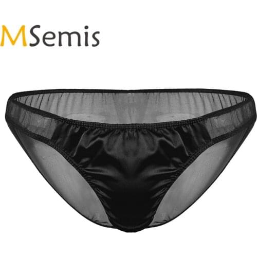 Swimwear Mens Bikini Swimming Trucks Lingerie Underwear Sheer Mesh Swimsuit Shiny Ruffle Briefs Swimming Transparent Panties