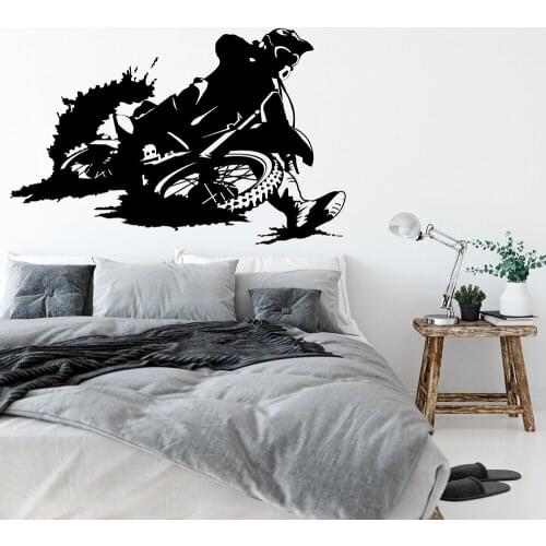 Motorcycle Wall Vinyl Sticker Room Decoration Motocross Wall Decal Garage Wall Sticker Boys Room Decor Motorbiker Pattern A402