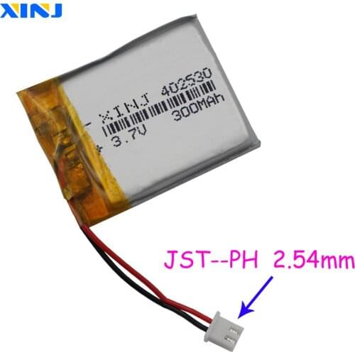 XINJ 3.7V 300mAh Li Polymer LiPo Battery cell 2pin JST-PH 2.54mm plug 402530 For Sat Nav mp4 Camera smart watch Driving recorder