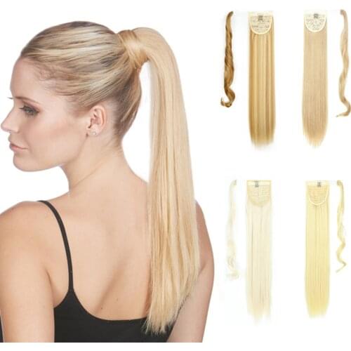 XINRAN Straight Synthetic Clip in Drawstring Ponytail Hairpieces for Women Hair Extension High Temperature Fiber