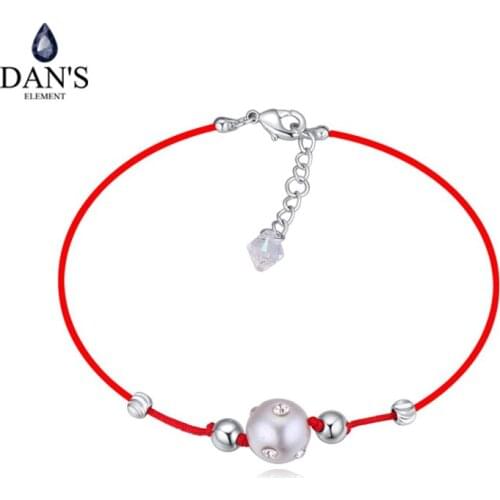 DANS ELEMENT jewelry thin red simulated-pearl Charm bracelets & bangles for women Fashion New sale Top Hot summer style 113955