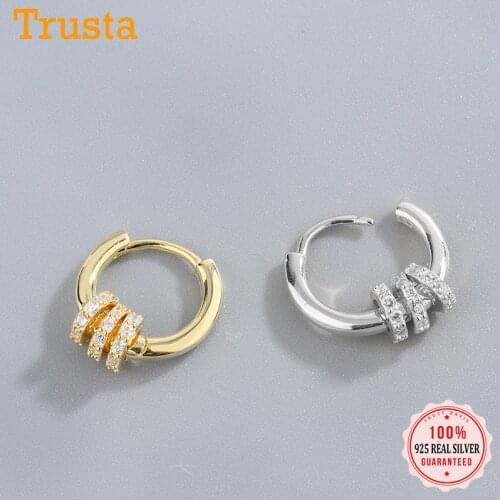 TrustDavis Real 925 Sterling Silver Sweet Charm Dazzling CZ Hoop Earring For Women Girls Wedding Birthday Fine Jewelry DS908