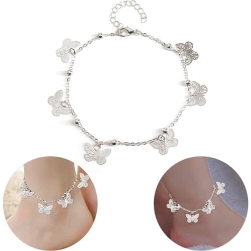 Women Butterfly Anklet Adjustable Butterfly Pendants Decor Anklet Beach Anklet Ankle Bracelet Foot Jewelry Leg Foot Chain