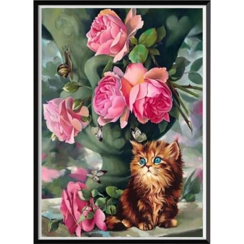 Animal Cut Cat Printed 11CT Cross-Stitch Kit DIY Embroidery DMC Threads Handmade Handicraft Handiwork Sewing Needle Mulina