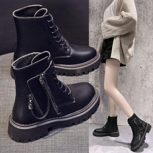 Winter Boots Ladies Plus Velvet Warm Snow Boots Black All-match Casual Womens Boots Wear-resistant Non-slip Flat Shoes
