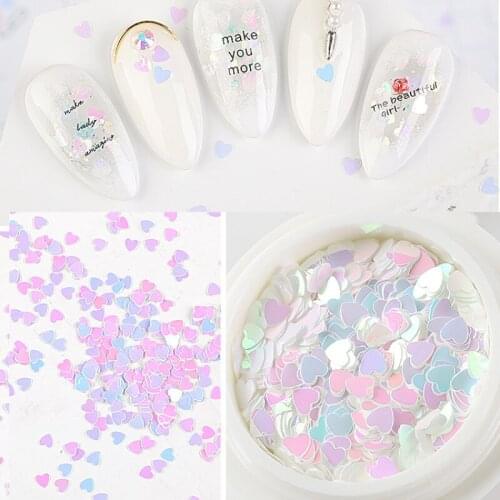 1box Iridescent Nail Glitter Sequins Love Heart Flower Nail Art Shape Flakes Crafts Nail Art Manicure Wedding Decoration