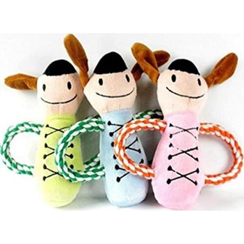1Piece 17*17cm Pet Dog Toy Plush Cotton Rope Doll With Funny Sound Pets Toys