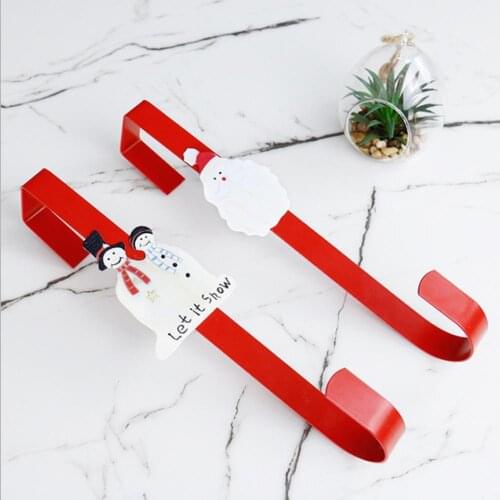 1pc Floral Wreath Hanger Over The Door Large Wreath Metal Hook Santa Claus Snowman Hook Wreath Hanger Christmas Party Supplies